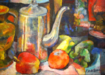 Pewter Coffee Pot with Fruit